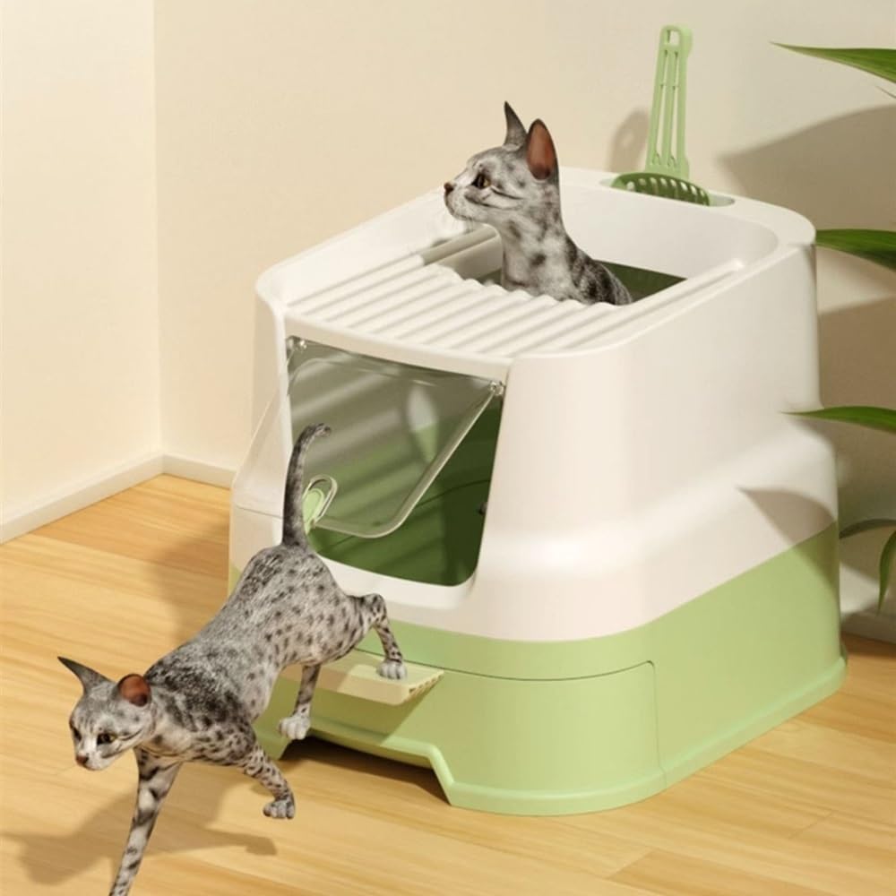 Enclosed Top-Entry Cat Litter Box with Scoop E21281