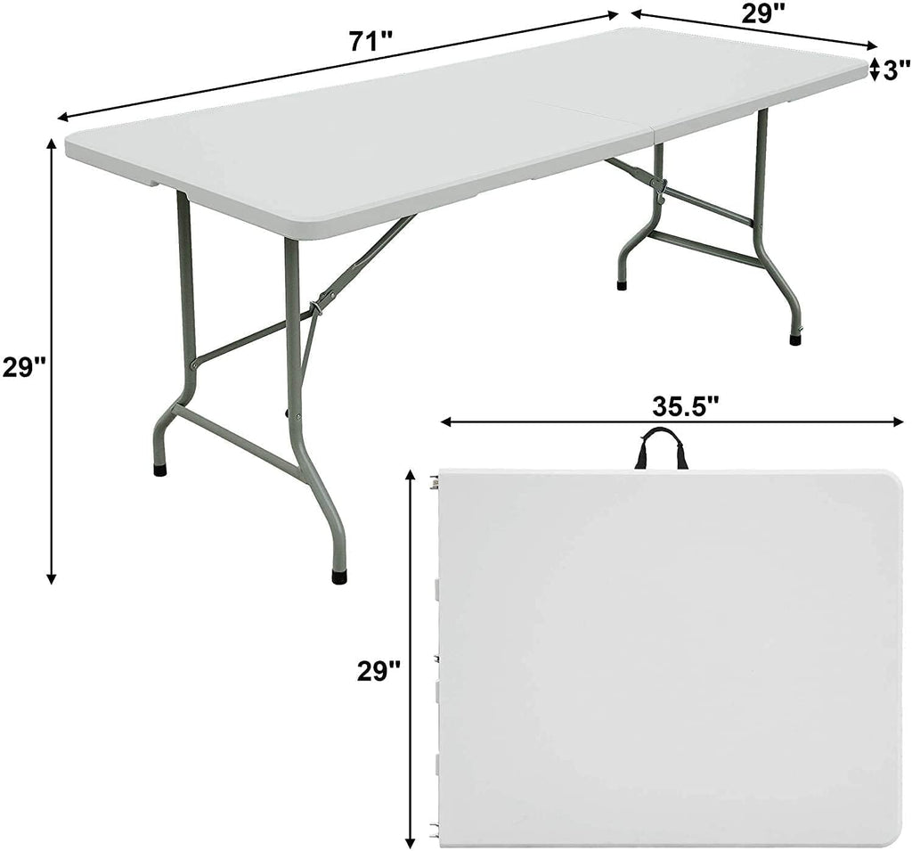 6ft White Plastic Folding Table Z15029