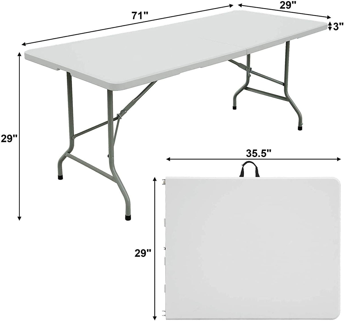 6ft White Plastic Folding Table Z15029