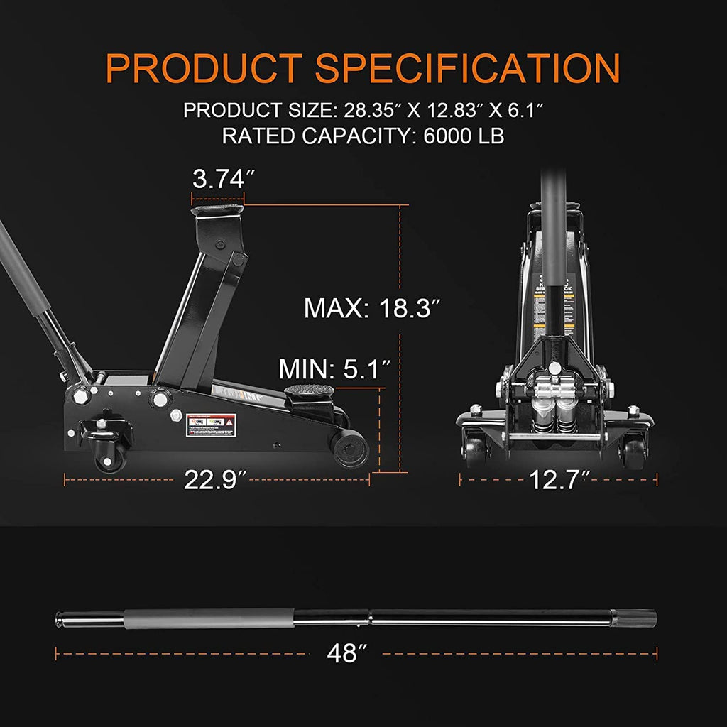 3 Ton Hydraulic Heavy Duty Steel Floor Jack T8042