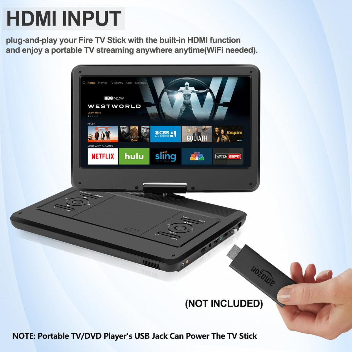 16.5" Portable TV/DVD Player Combo with 14.0" HD Swivel Screen Y509897