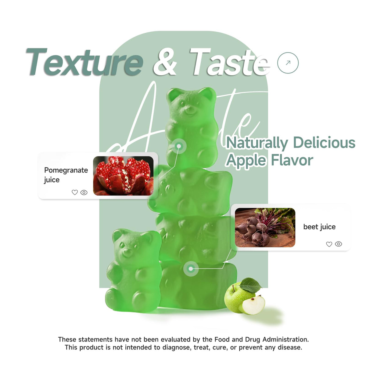 Apple Cider Vinegar Gummies with Vitamin B6, B12, Folate & Beet Root, 180 Gummies A25496