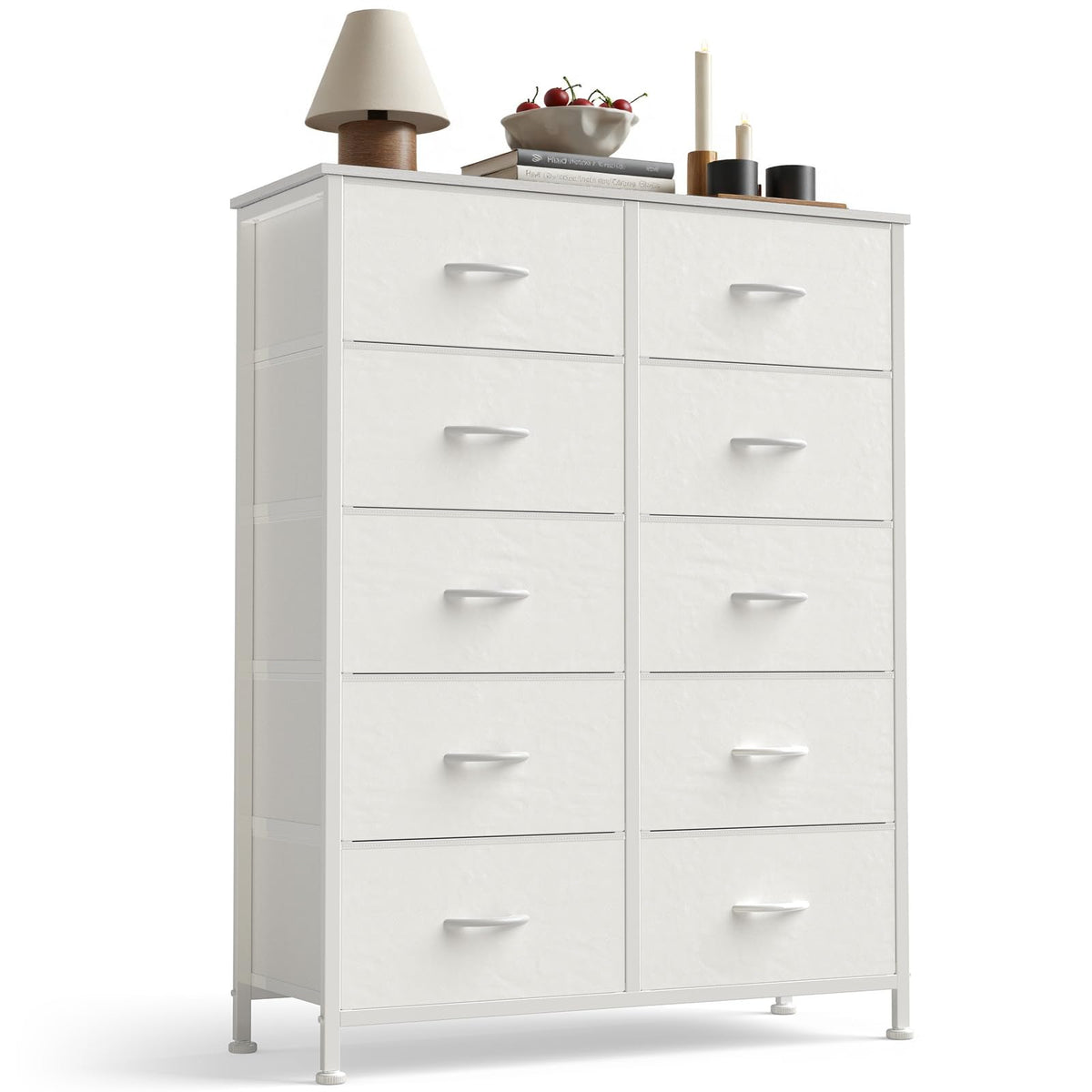 White 10 Drawer Tall Dresser R63633