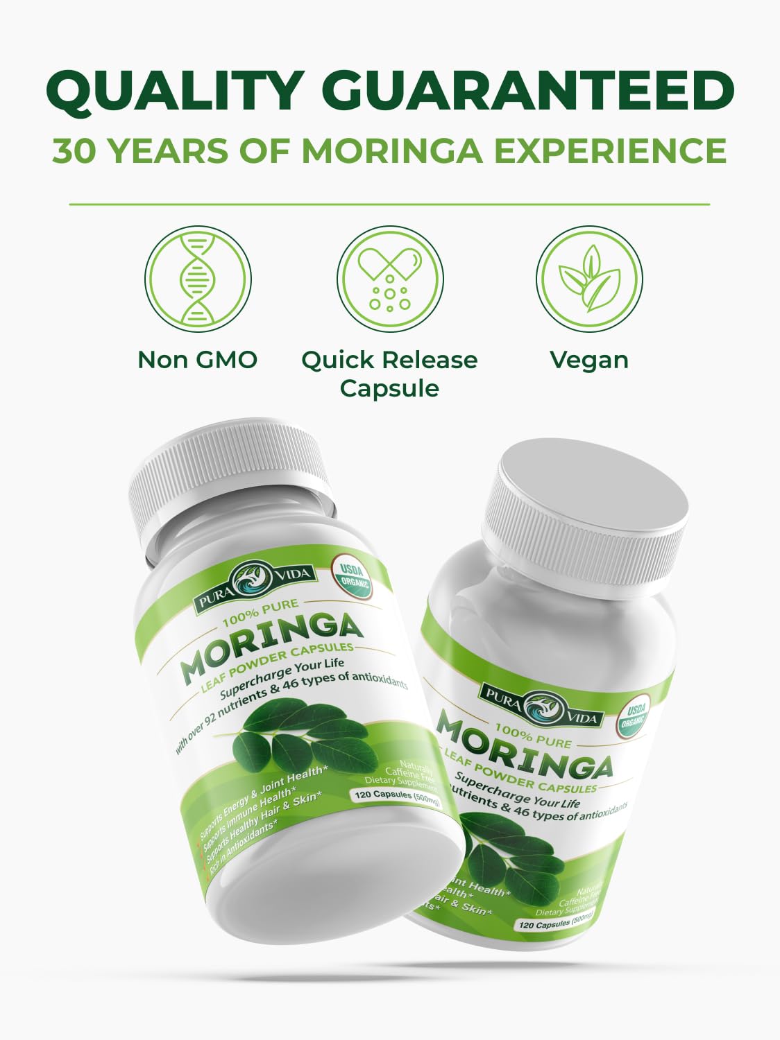 Organic Moringa Capsules 120ct 500mg C551