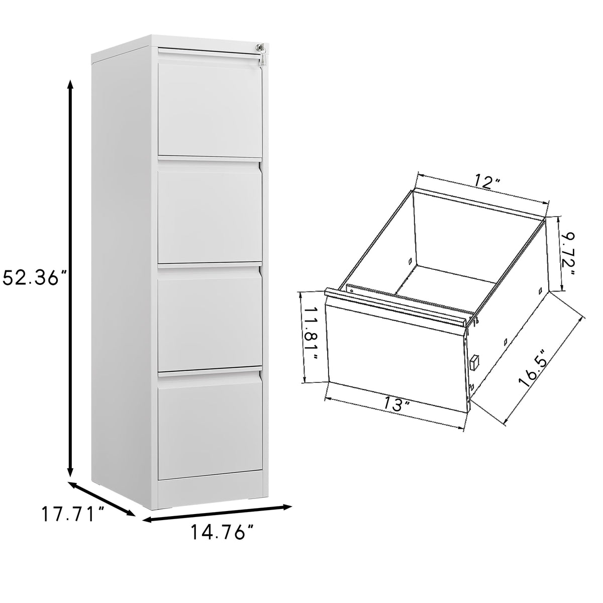 4 Drawer Vertical Metal File Cabinet with Lock A5243