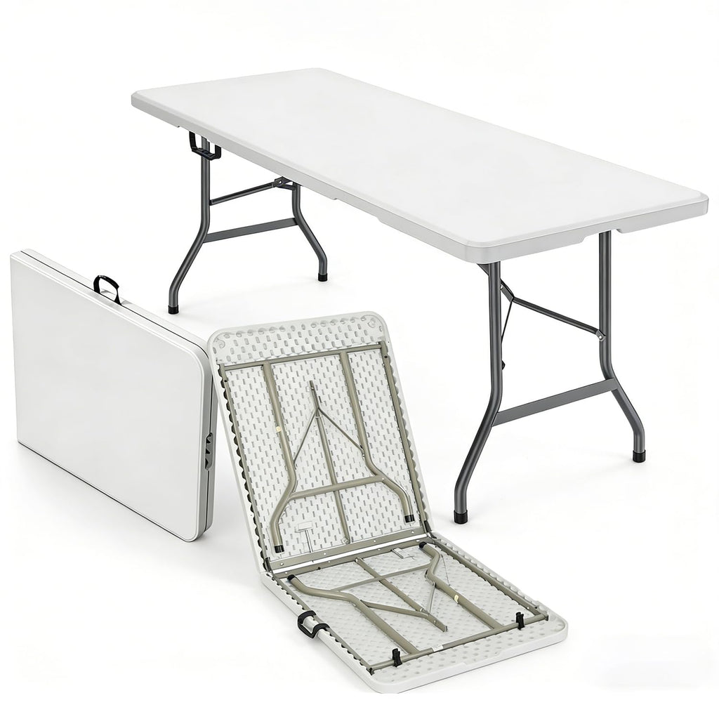 6FT White HDPE Folding Table with Carry Handle G726700