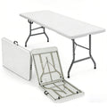 6FT White HDPE Folding Table with Carry Handle G726700