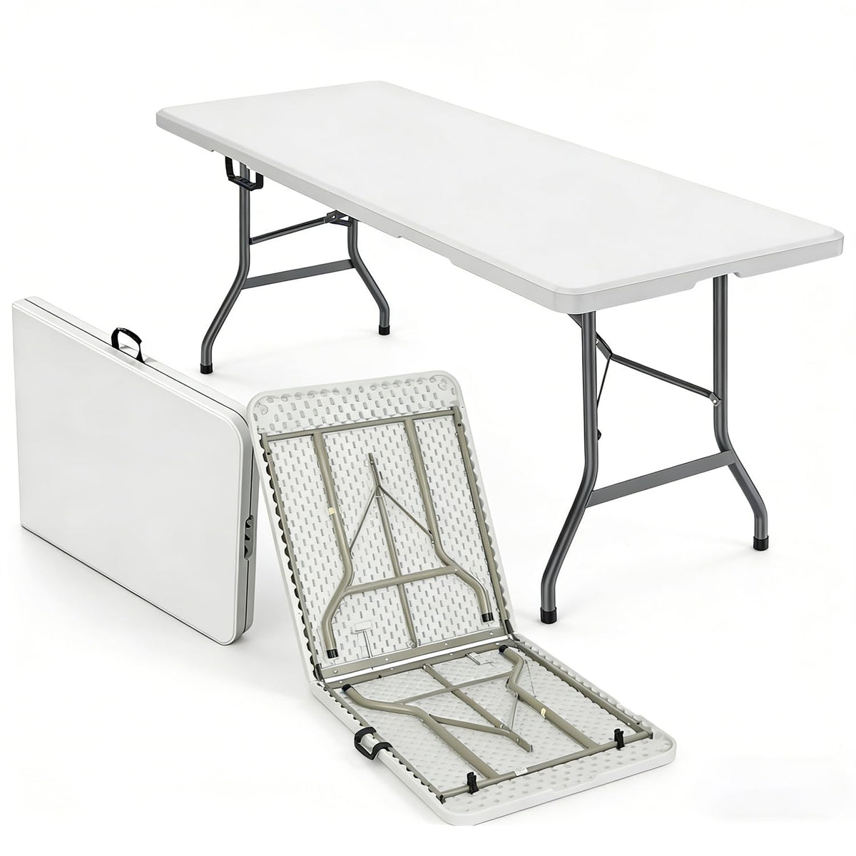 6FT White HDPE Folding Table with Carry Handle G726700