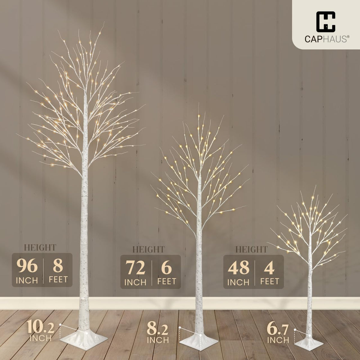 8 Ft White Pre-Lit Birch Tree with 132 Warm White LED B13030