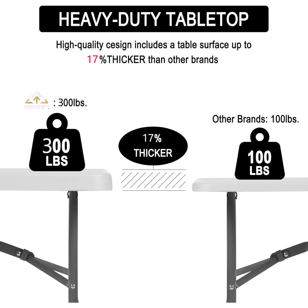 6FT White HDPE Folding Table with Carry Handle G726700