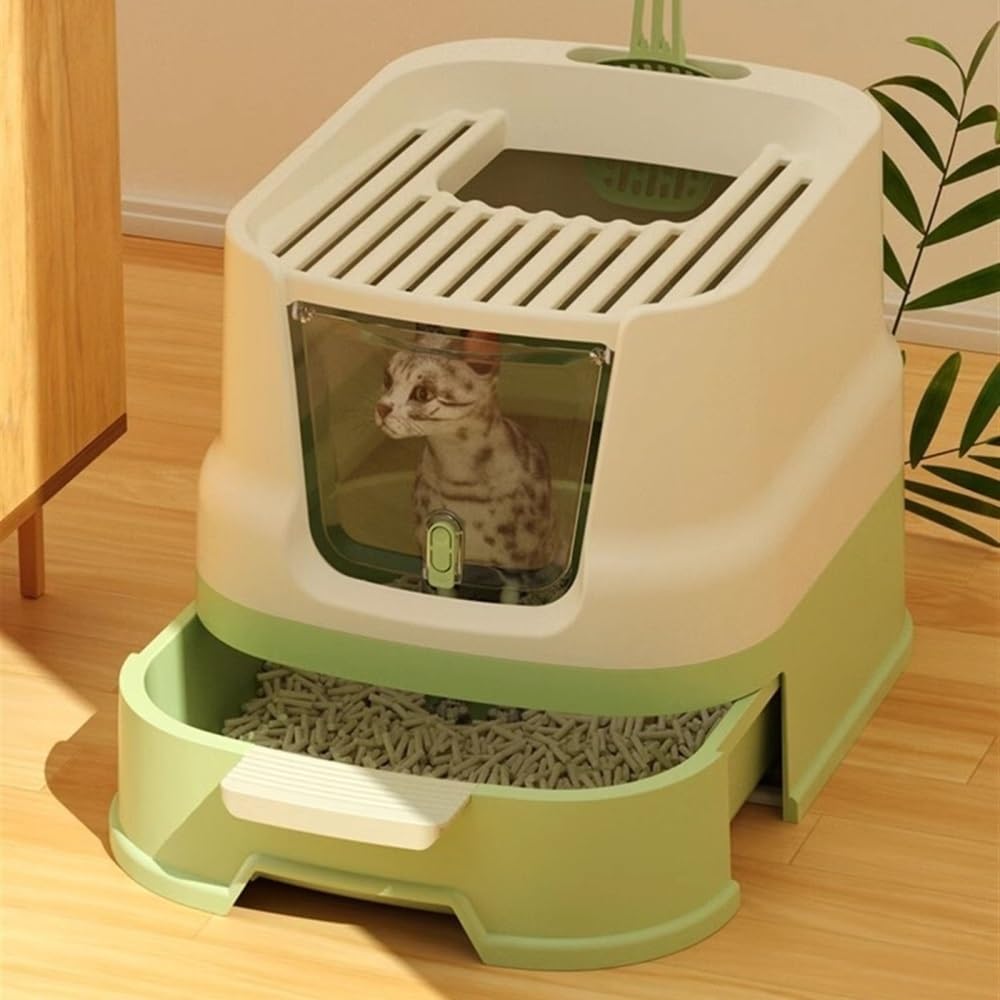 Enclosed Top-Entry Cat Litter Box with Scoop E21281
