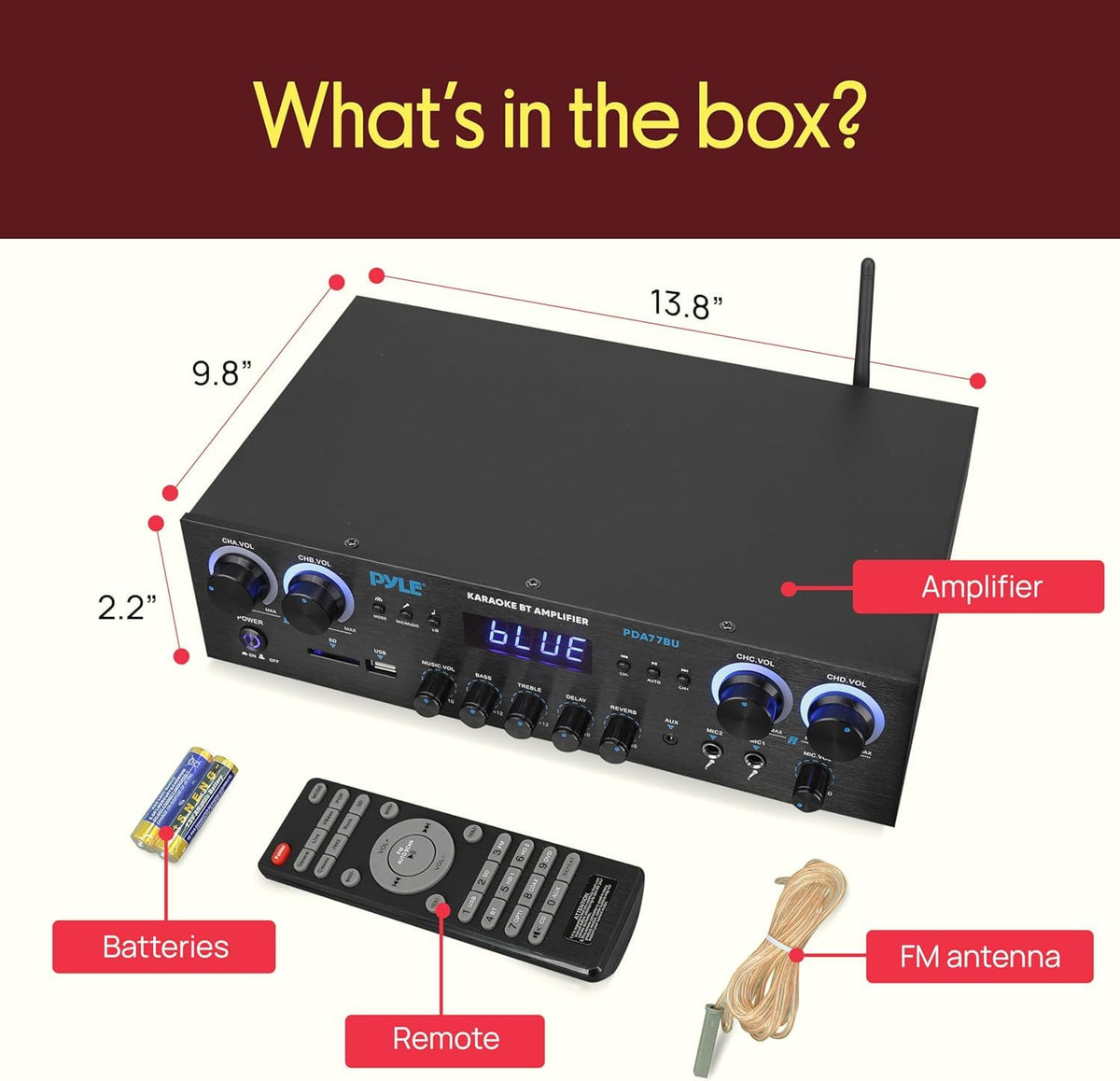 4 Channel 800 Watt Bluetooth Stereo Receiver L23572