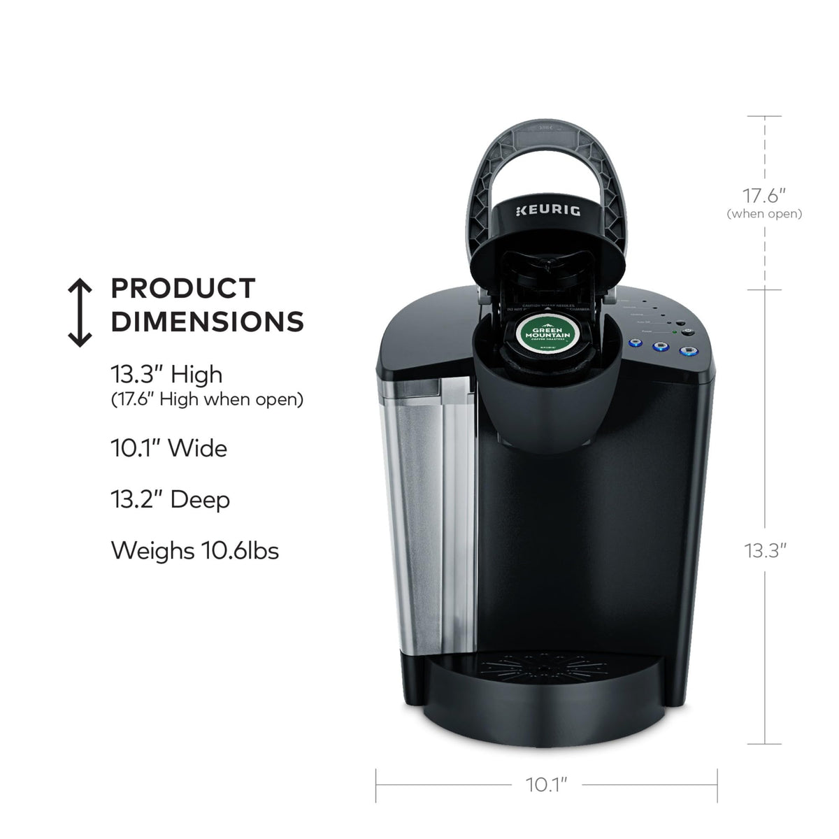 Single Serve K-Cup Pod Coffee Maker with 3 Brew Sizes, Black C545467