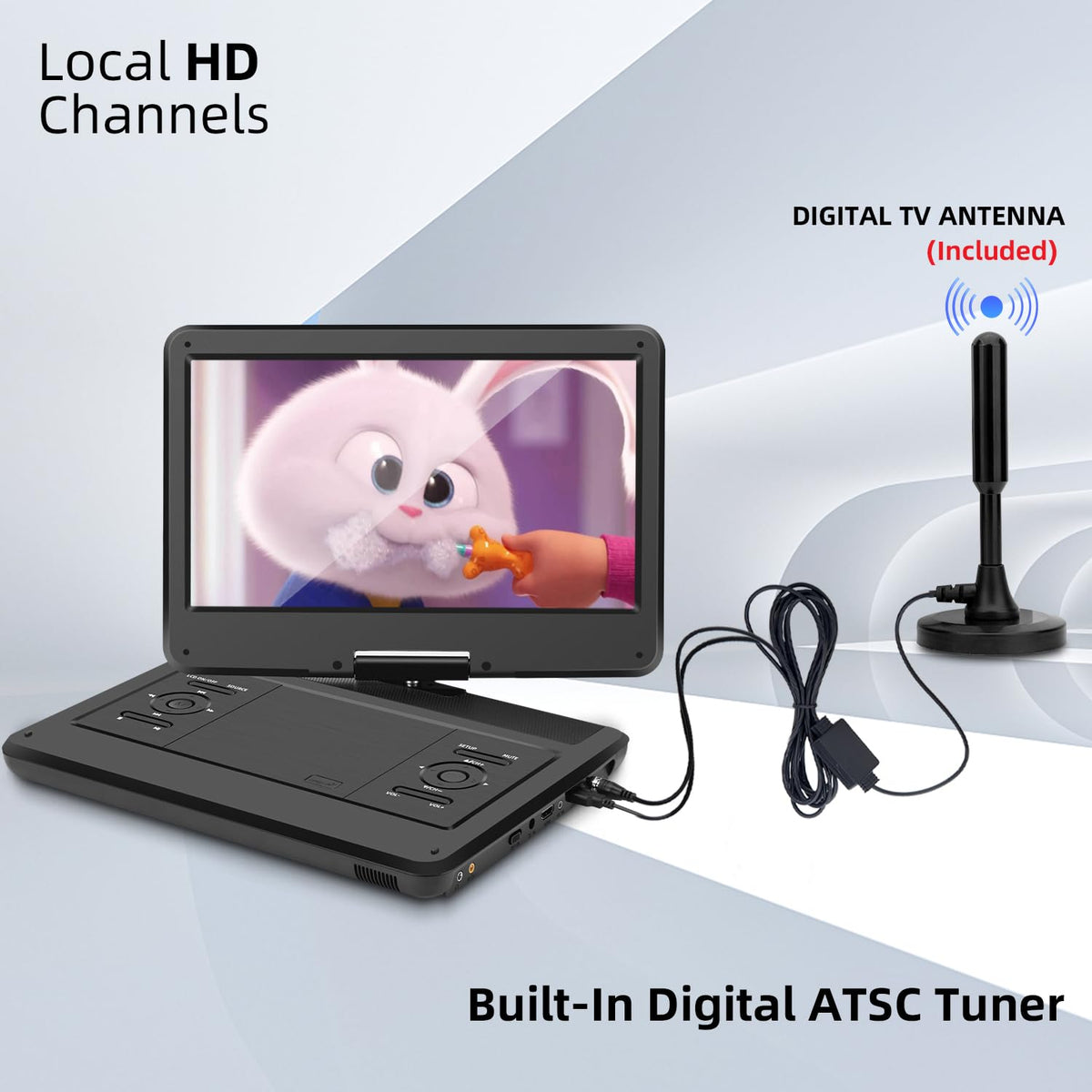 16.5" Portable TV/DVD Player Combo with 14.0" HD Swivel Screen Y509897