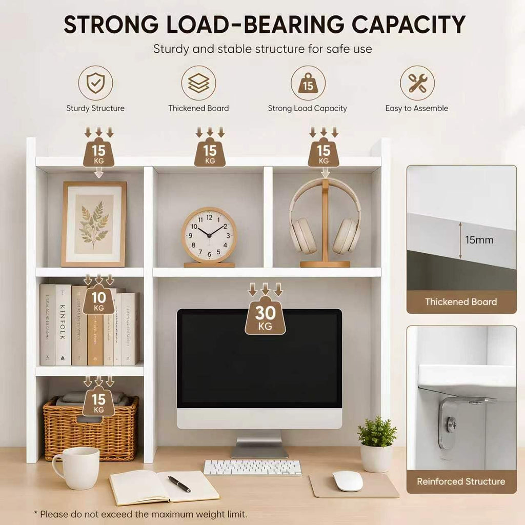 White Desk Hutch with 5 Shelves X9458