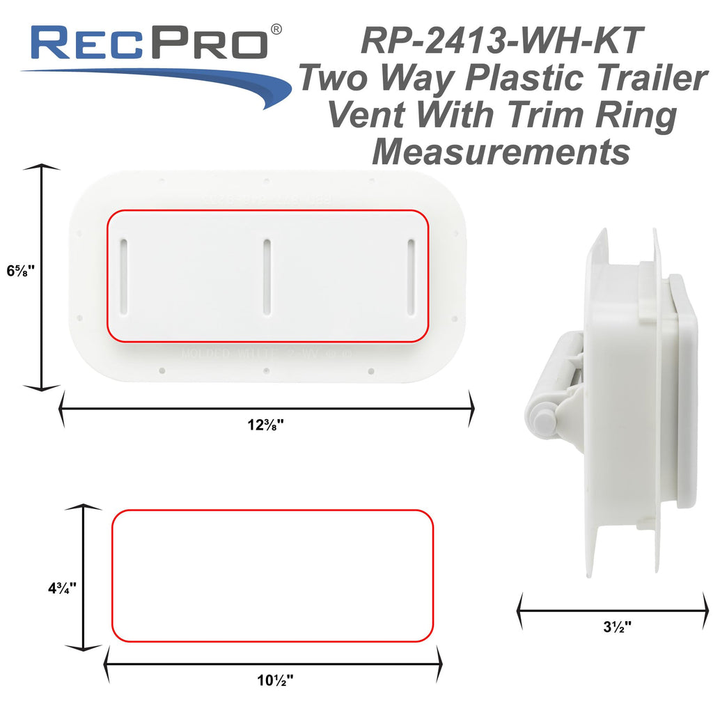 Two Way Plastic Vent with Trim Ring and Built-in Screen, 2 Pack, White B761054