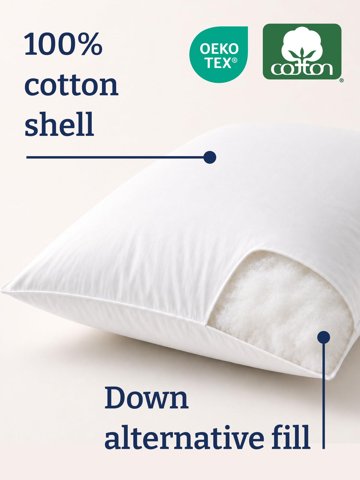 100% Cotton King Size Bed Pillows Set of 2 White H11956