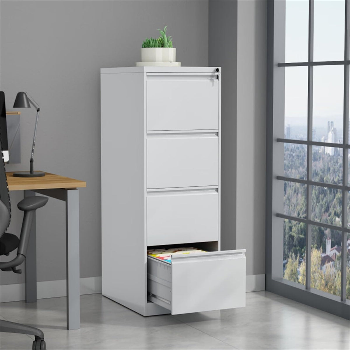 4 Drawer Vertical Metal File Cabinet with Lock A5243