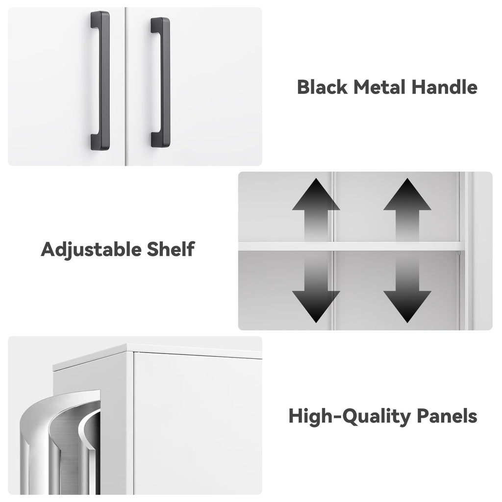 White Metal Wall Cabinet with Adjustable Shelf B950149
