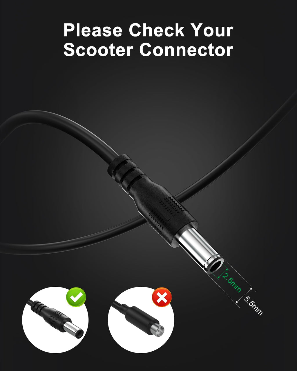 42V 2A Electric Scooter Charger with LED Indicator O33066