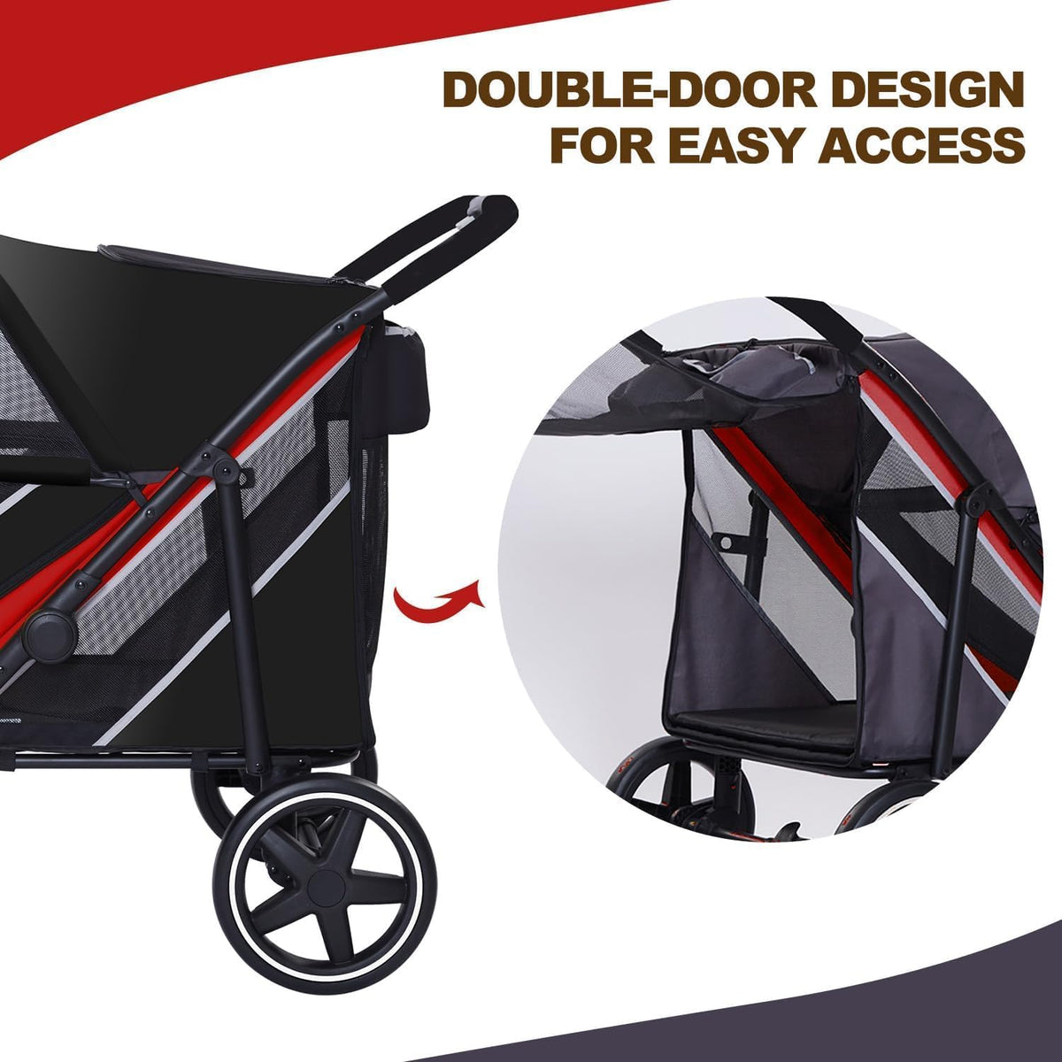 4 Wheel Foldable Dog Stroller with Mesh & Sunroof L564499