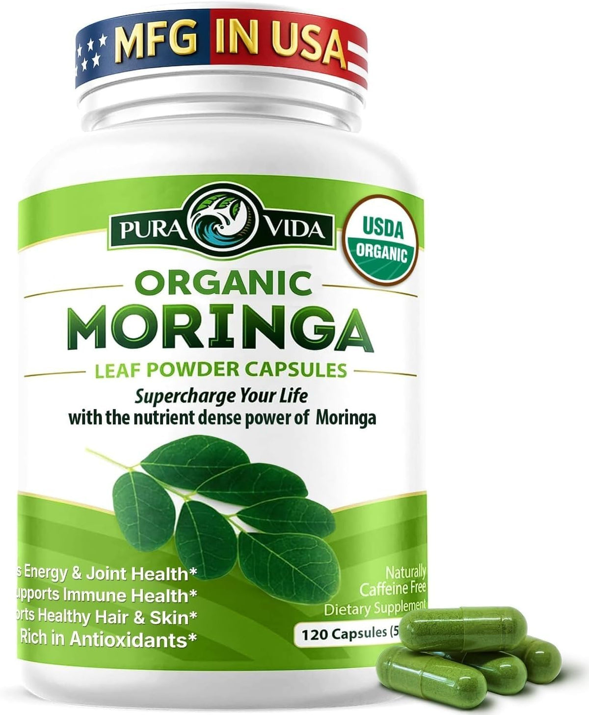 Organic Moringa Capsules 120ct 500mg C551