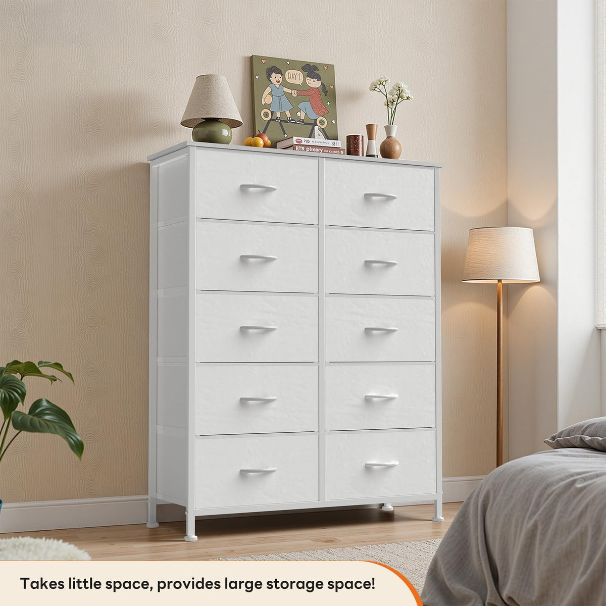 White 10 Drawer Tall Dresser R63633