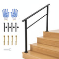 4 Step Black Aluminum Iron Outdoor Stair Handrail Kit Y249