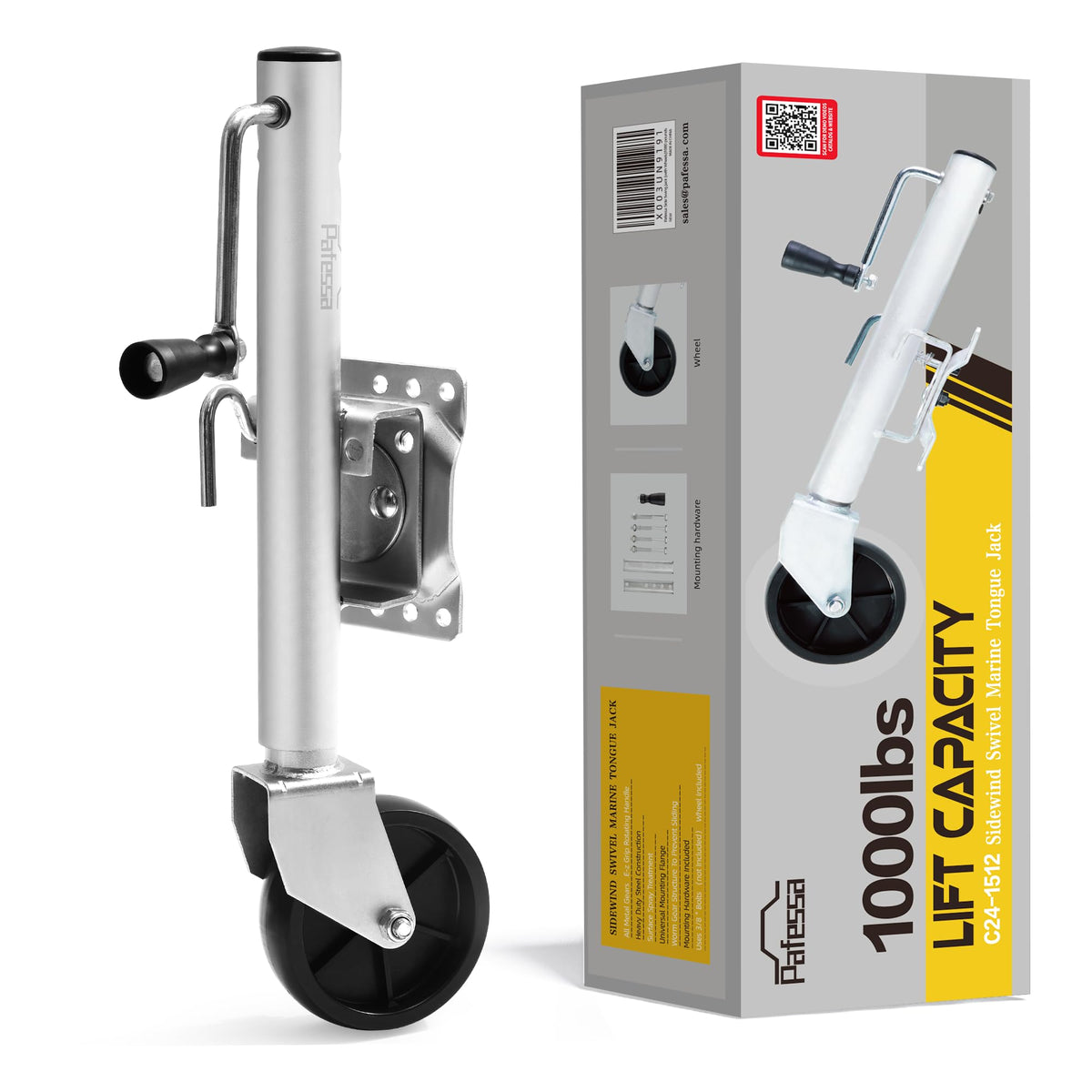 Heavy Duty Trailer Jack 1000lb 10" Sidewind Swivel with Wheel E8409