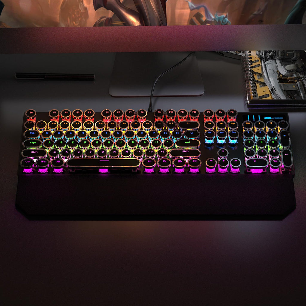 Black Retro Mechanical Gaming Keyboard with RGB Backlit X6514