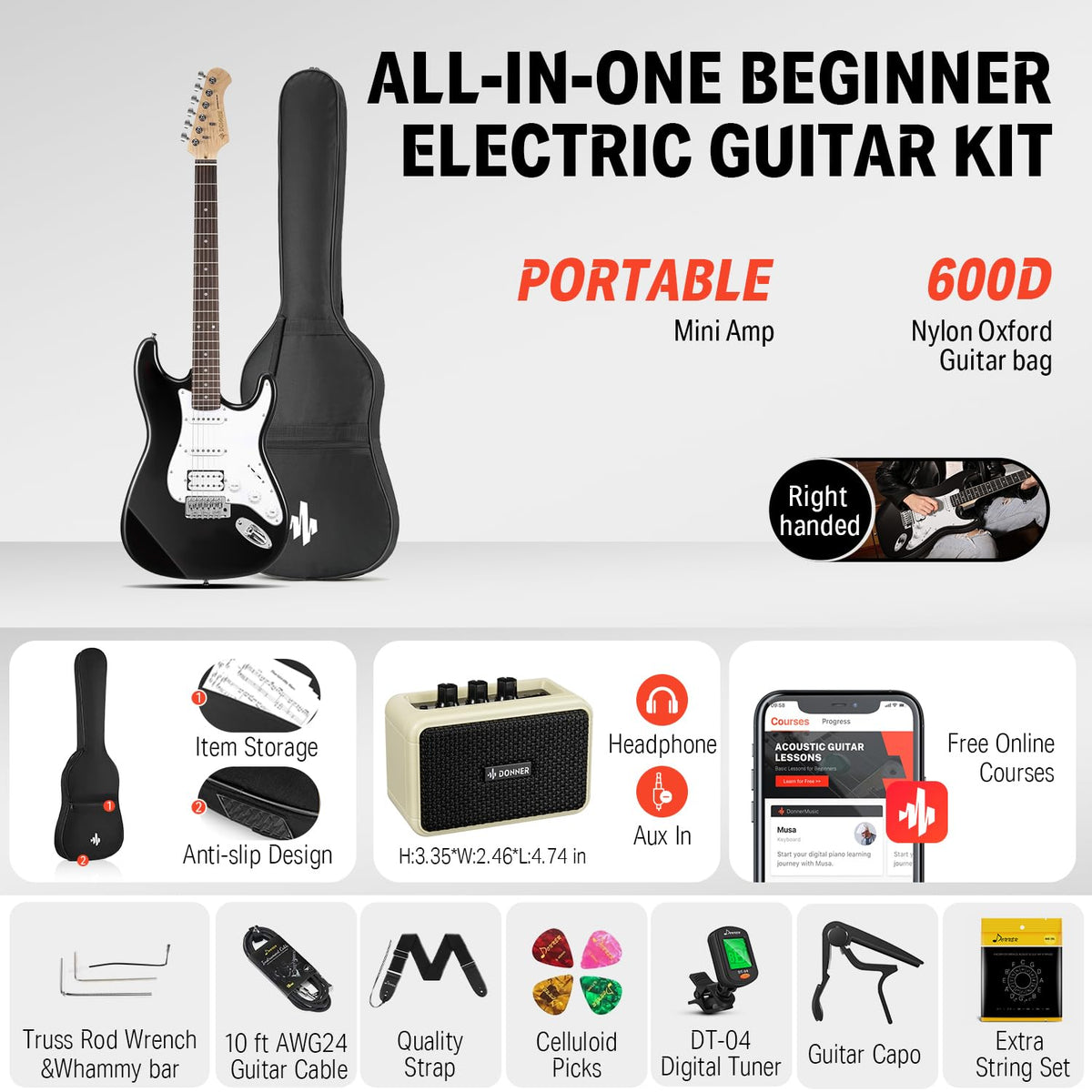 39 Inch Electric Guitar Beginner Kit Y866