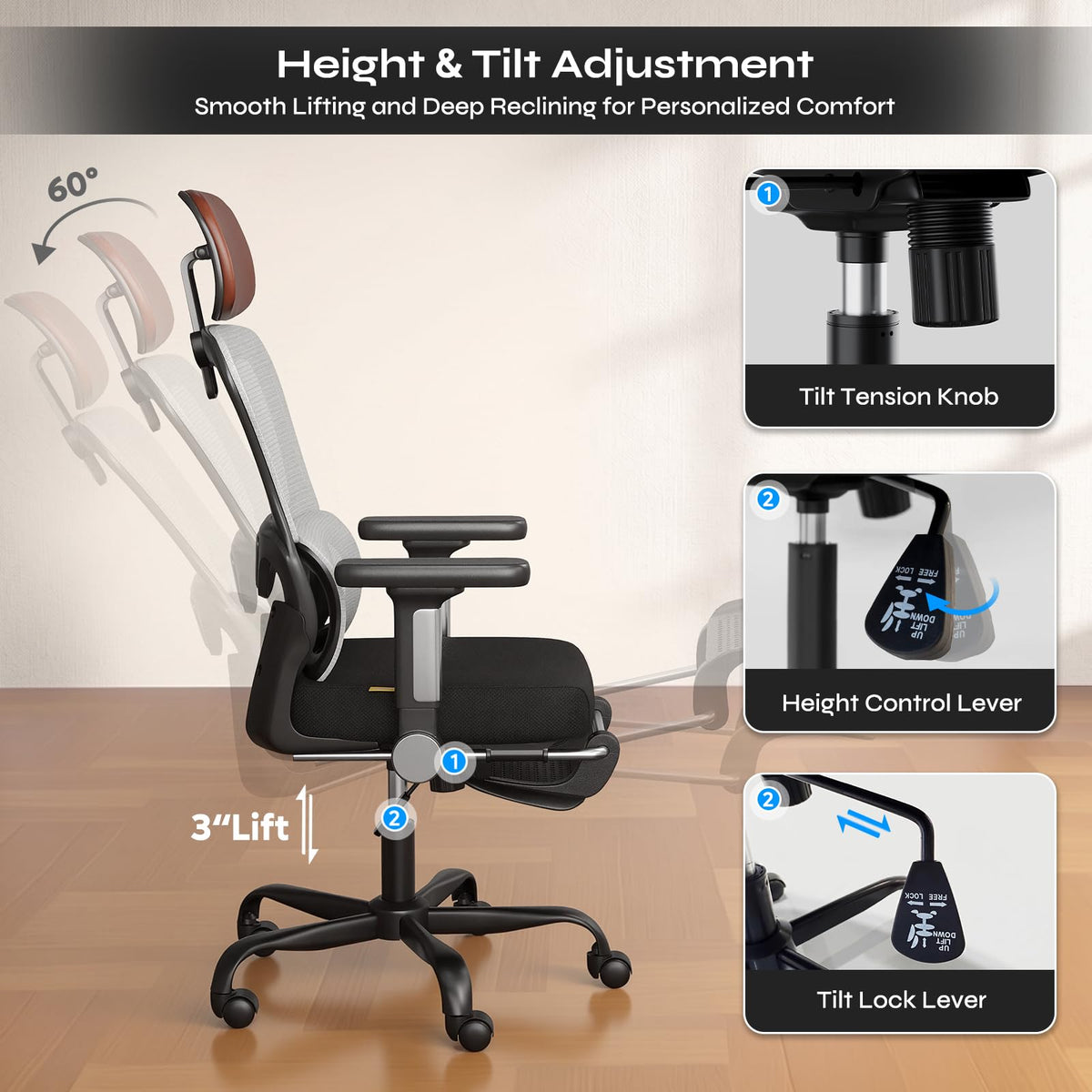 Ergonomic High Back Mesh Office Chair F861407