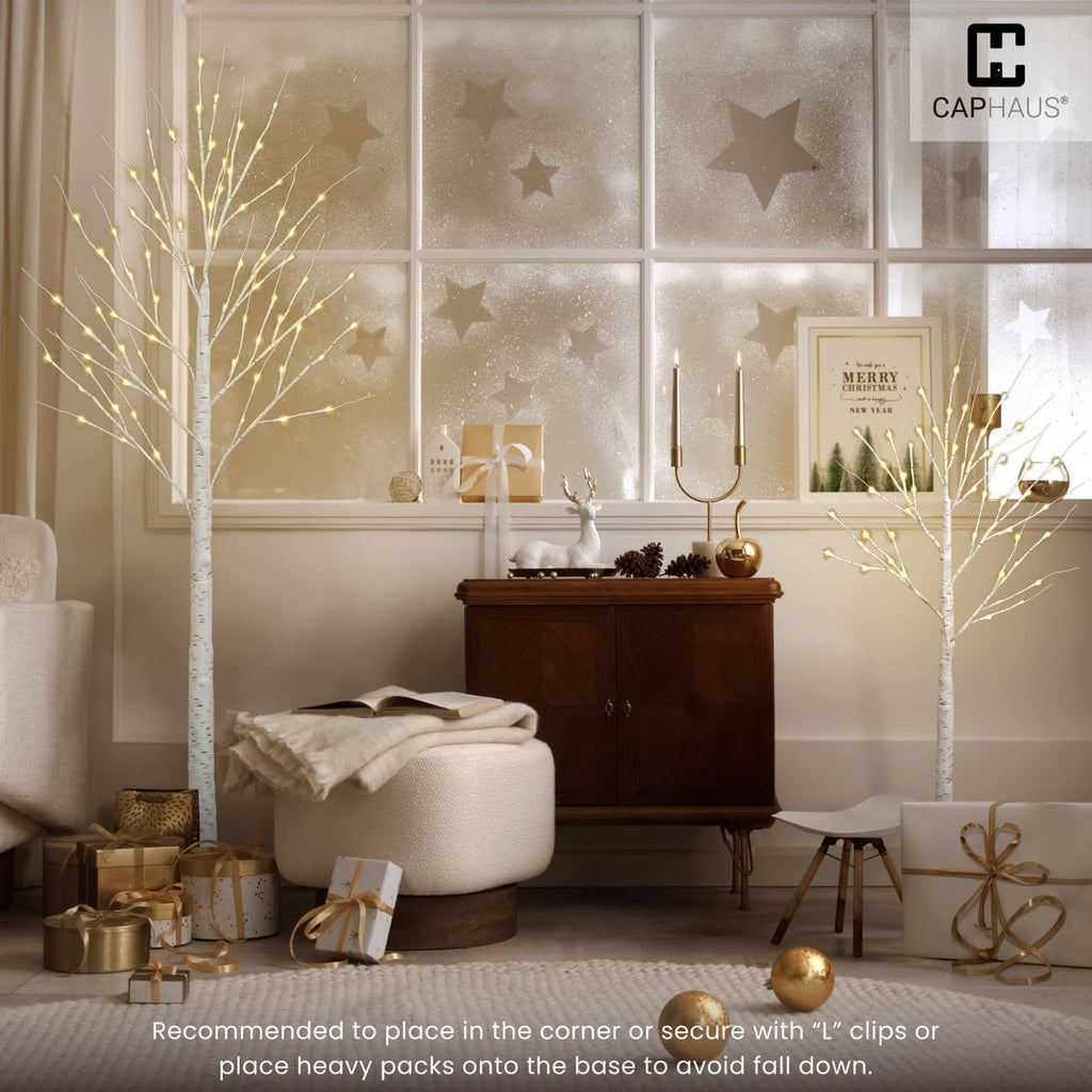 8 Ft White Pre-Lit Birch Tree with 132 Warm White LED B13030