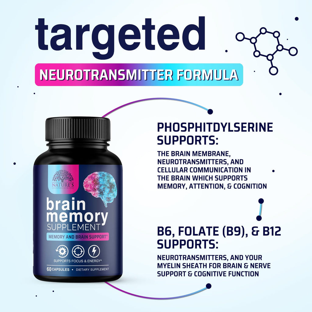 Brain Health Supplement with Bacopa, Phosphatidylserine & DMAE - 60 Capsules B8777