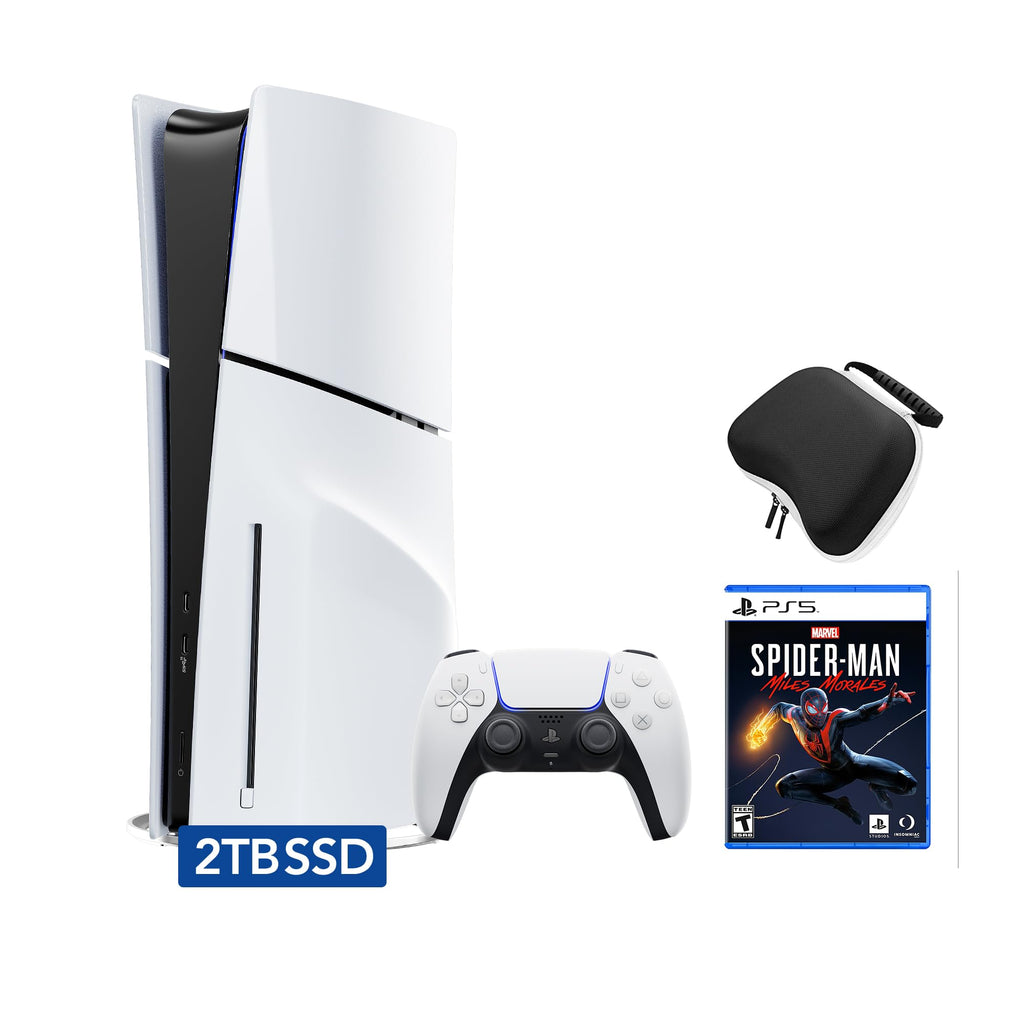 White 2TB SSD PlayStation 5 Slim Disc Gaming Console Bundle with Wireless Controller K32190