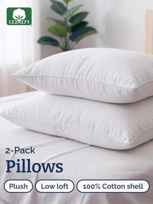 100% Cotton King Size Bed Pillows Set of 2 White H11956
