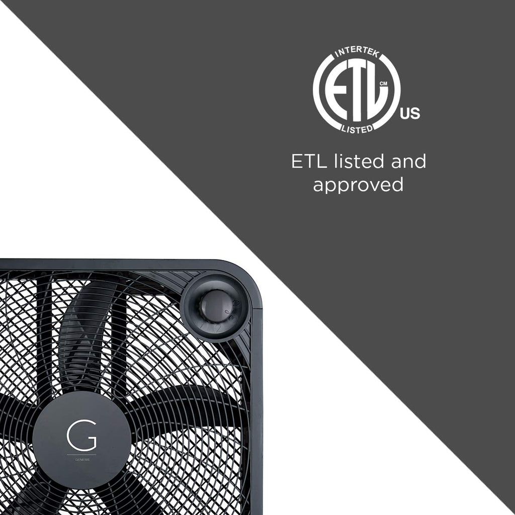 20" Box Fan, 3 Settings, Black E76106