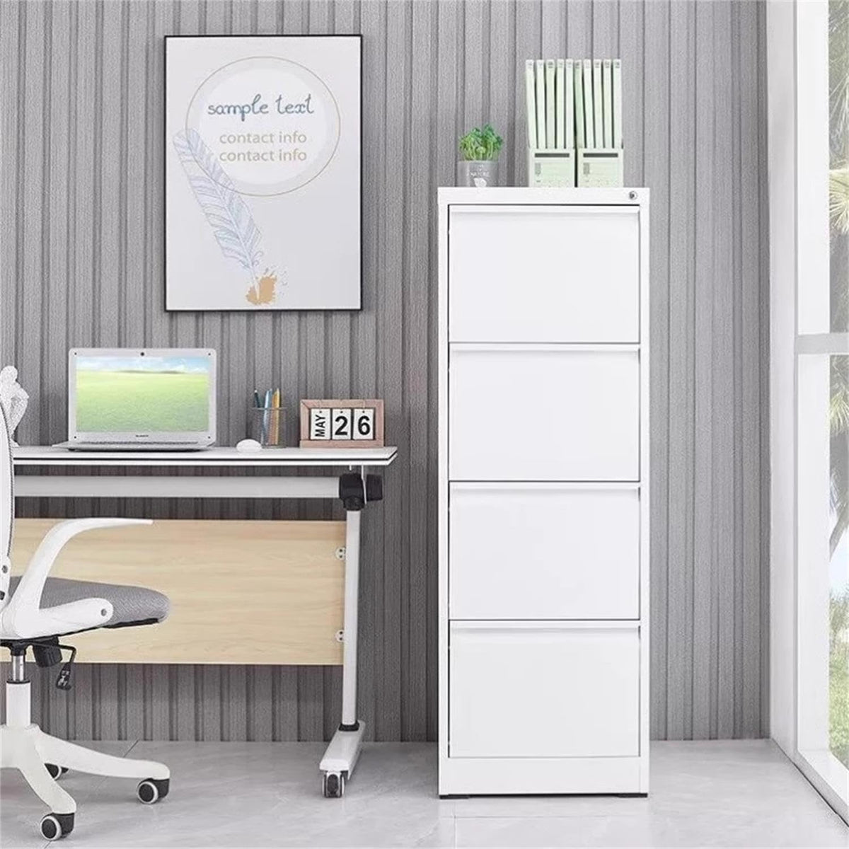4 Drawer Vertical Metal File Cabinet with Lock A5243