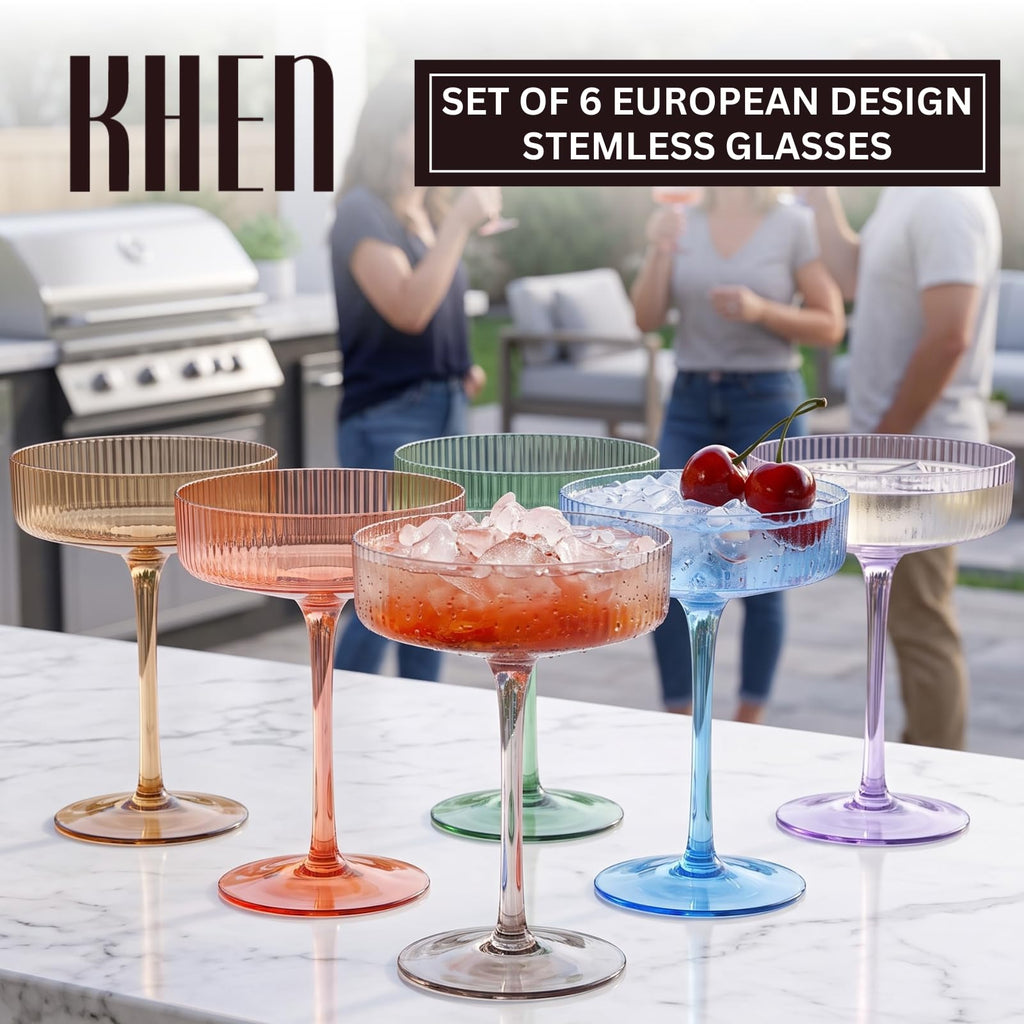 Ribbed Coupe Glasses 8oz 6 Pieces B420822