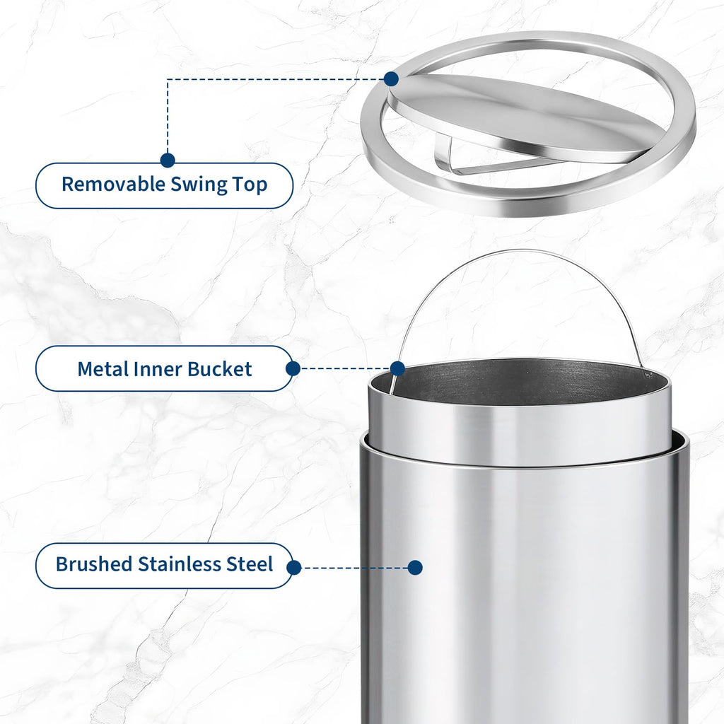 13.2 gal Stainless Steel Swing Top Trash Can E612577