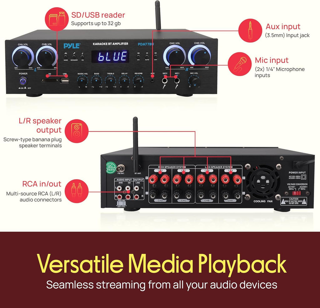 4 Channel 800 Watt Bluetooth Stereo Receiver L23572