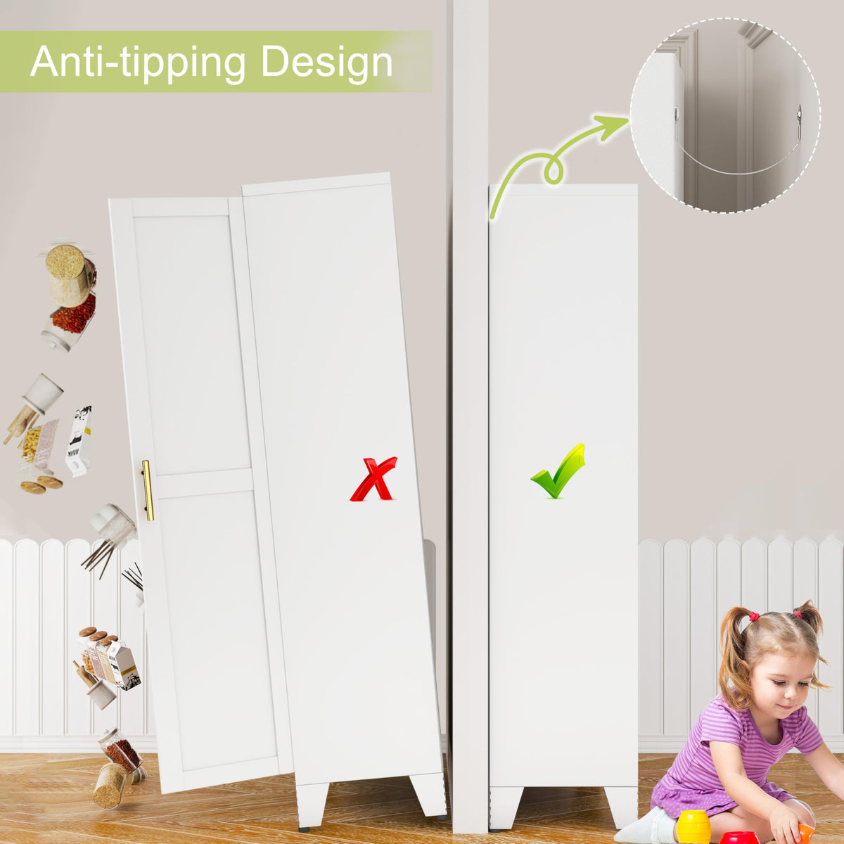 Metal Pantry Cabinet with 2 Door P6036