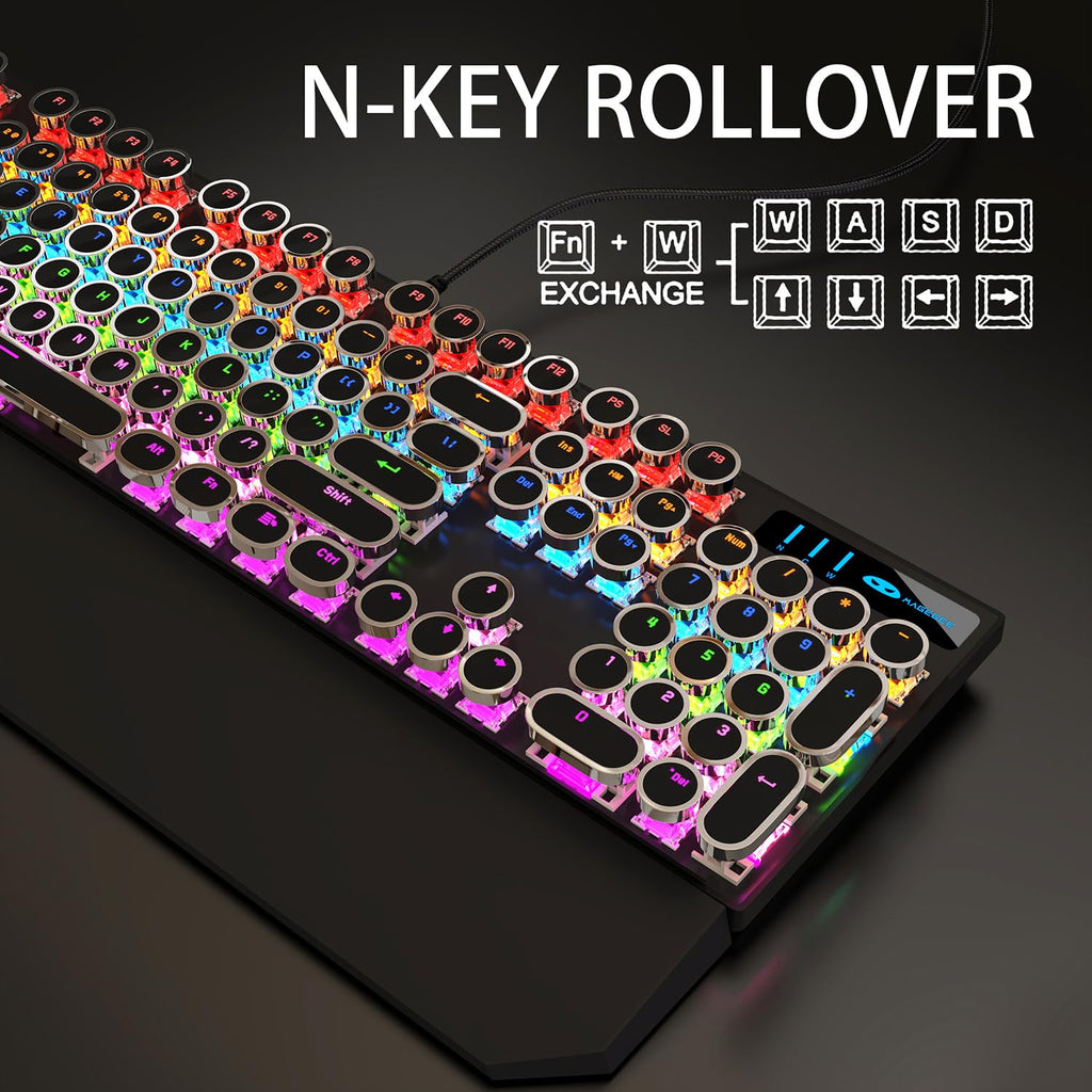 Black Retro Mechanical Gaming Keyboard with RGB Backlit X6514