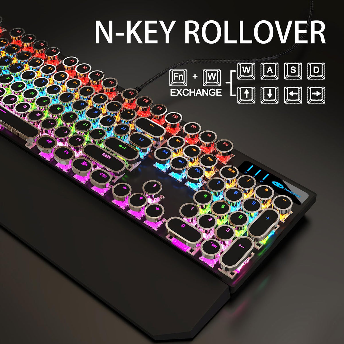 Black Retro Mechanical Gaming Keyboard with RGB Backlit X6514