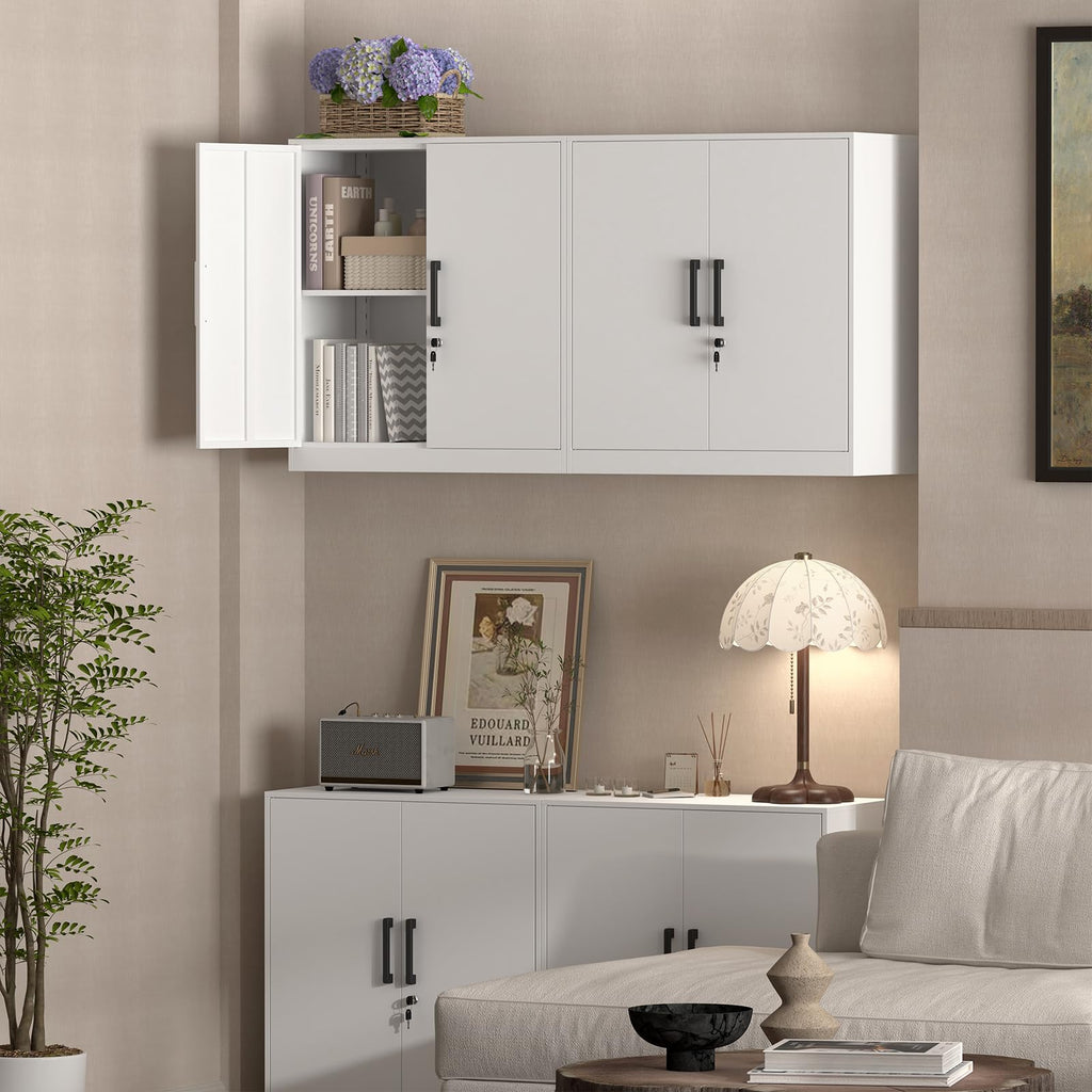 White Metal Wall Cabinet with Adjustable Shelf B950149