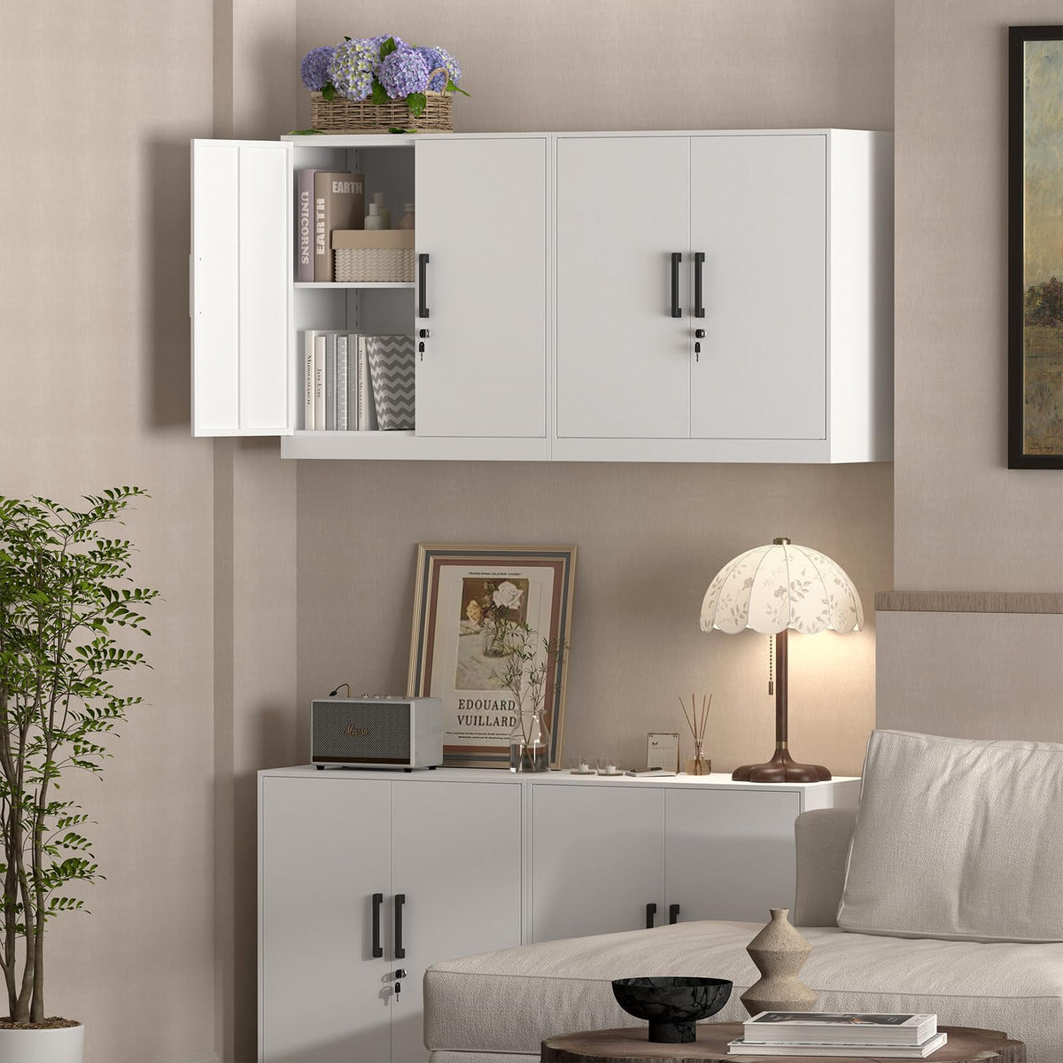 White Metal Wall Cabinet with Adjustable Shelf B950149