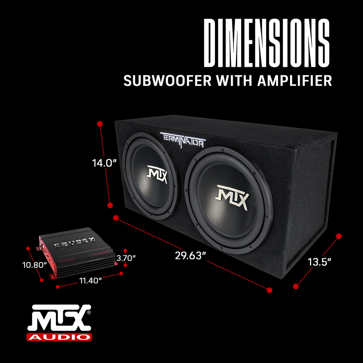 1000 Watt 2 Channel Amplifier with 12 Inch Subwoofer Enclosure I581901
