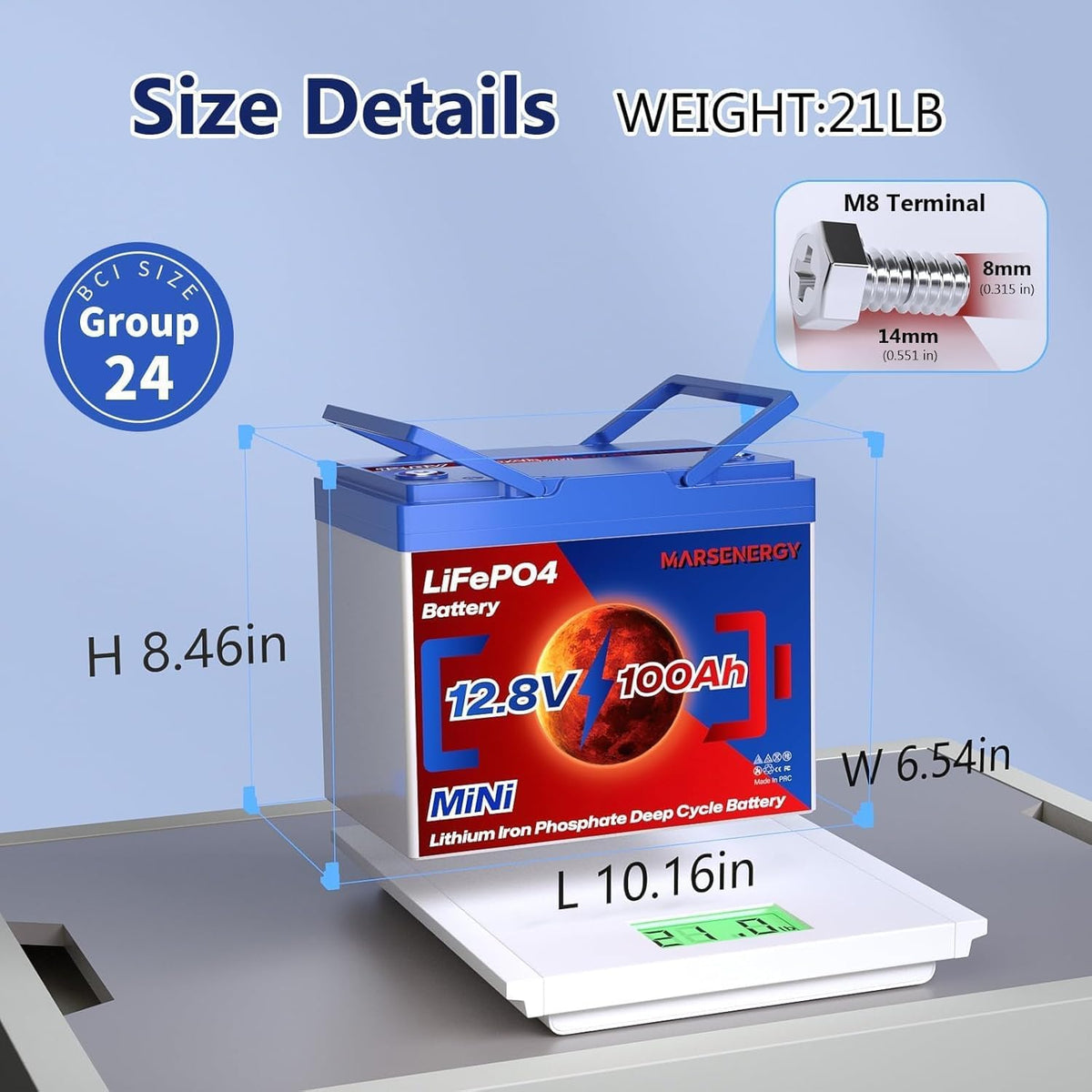 12V 100Ah LiFePO4 Lithium Battery O9398