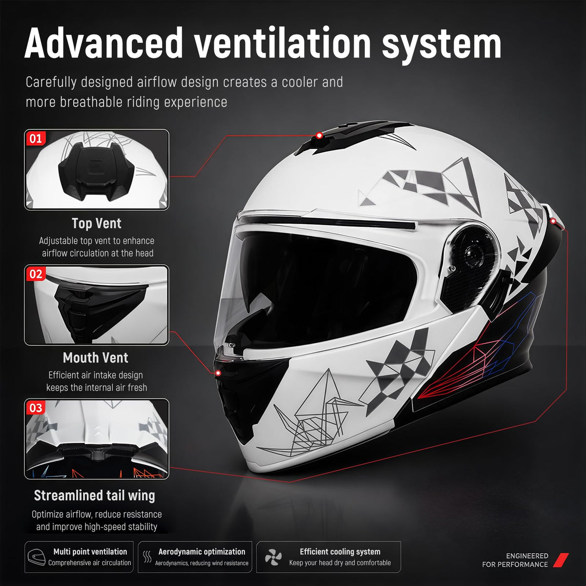 DOT Approved Flip Up Full Face Dual Visor Motorcycle Helmet N598861