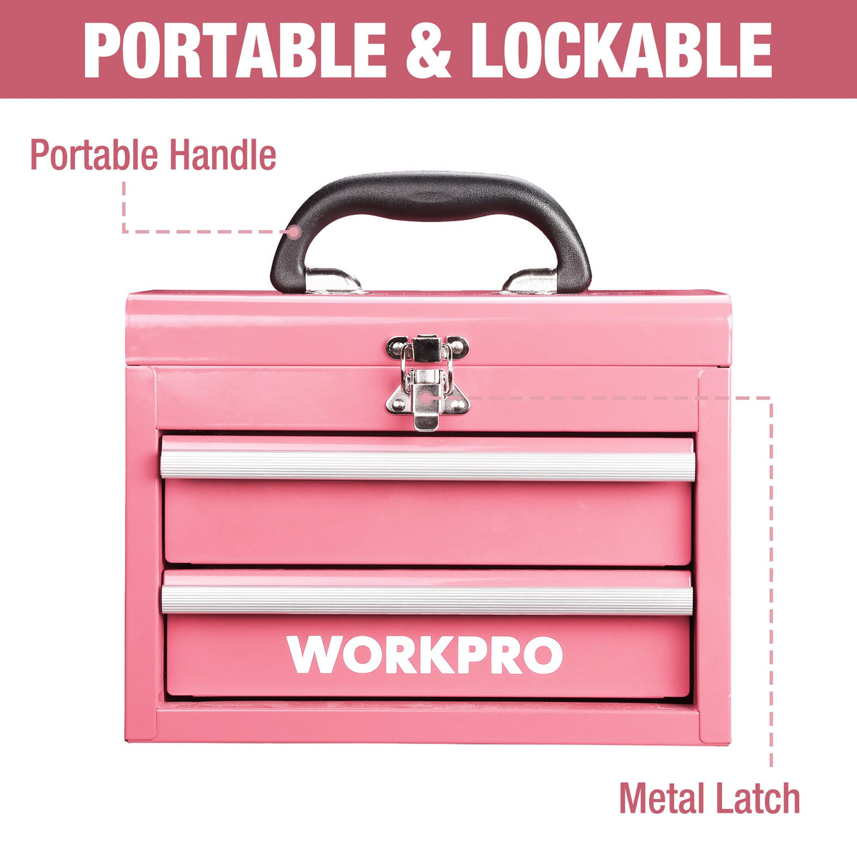 Portable Mini Metal Tool Box with 2 Drawers V699358